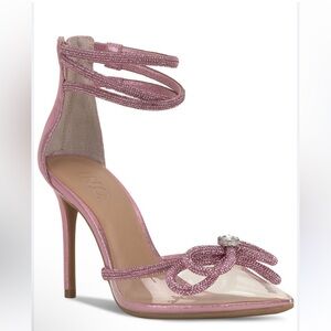 Inc international concepts pink rhinestone bow heels